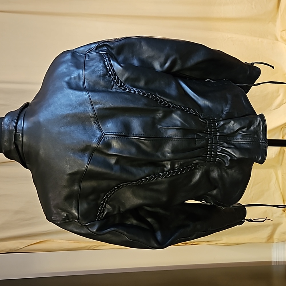 Vtg UNIK Leather Apparels Braided Motorcycle Riding Jacket Women's Medium - Picture 6 of 14